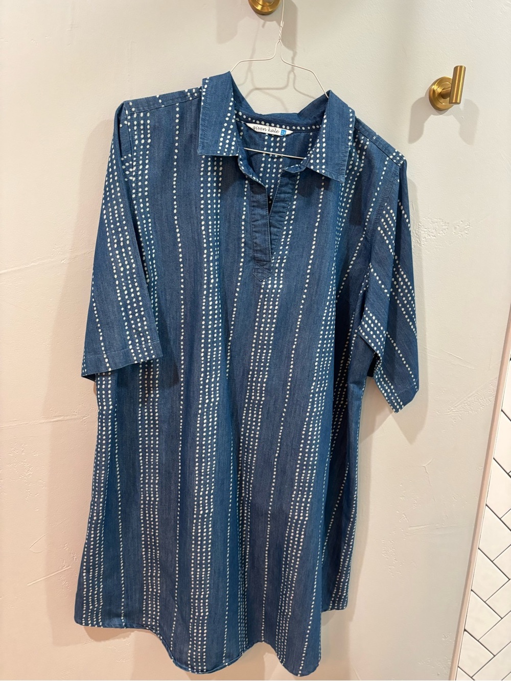 Women's Blue Button-Down Casual Shirt Dress